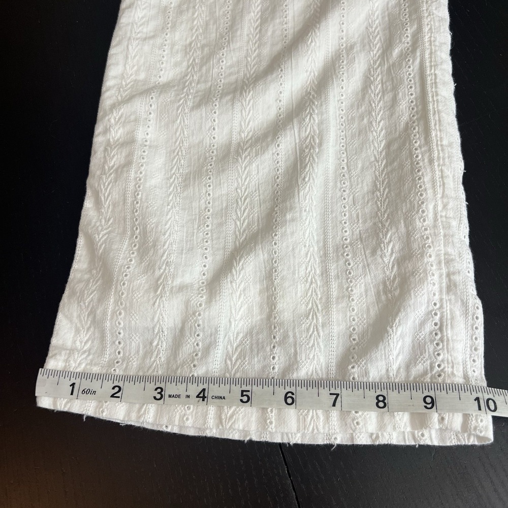 Sundance Gigi Wide Leg Pants Size L White Eyelet Drawstring Lined Cotton *READ* - Picture 14 of 14
